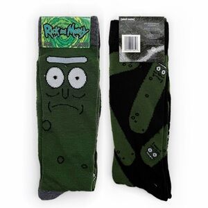 Rick and Morty Pickle Rick Crew Socks Mens Womens Funny Gift Green Black NWT New